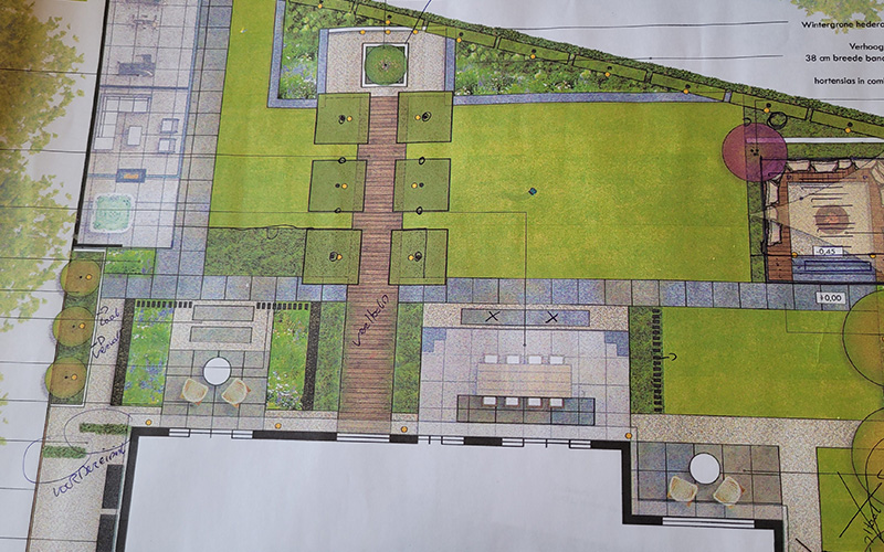 Tuin ontwerp-tekening